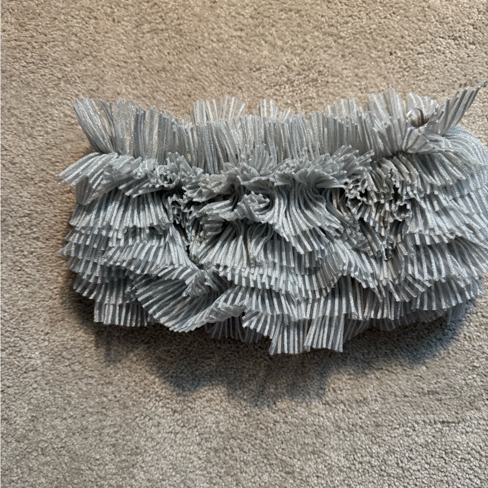 Zara Silver Ruffled Bandeau Top Size Small